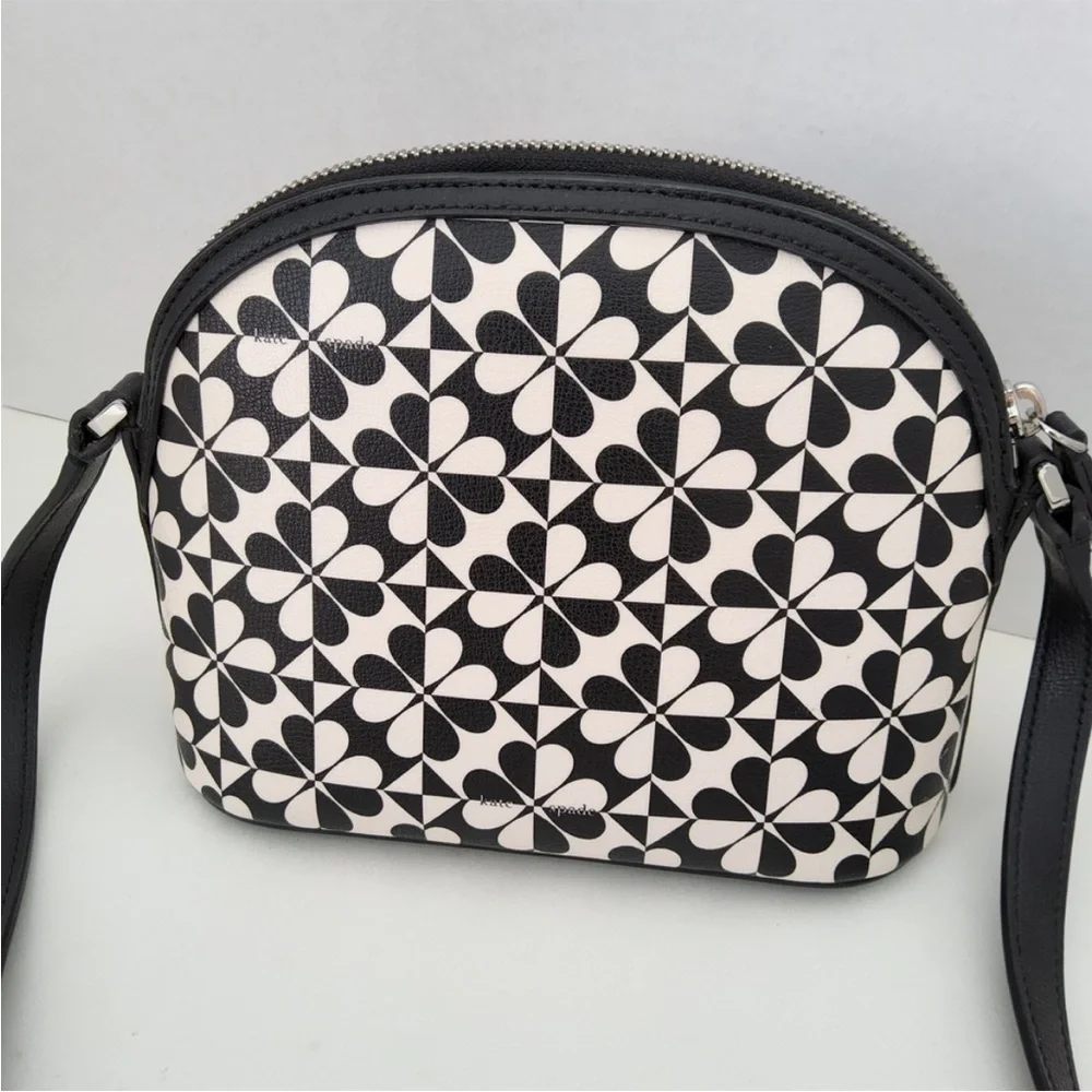Kate Spade Black and White Hollie Spade Clover Crossbody With Matching Wallet